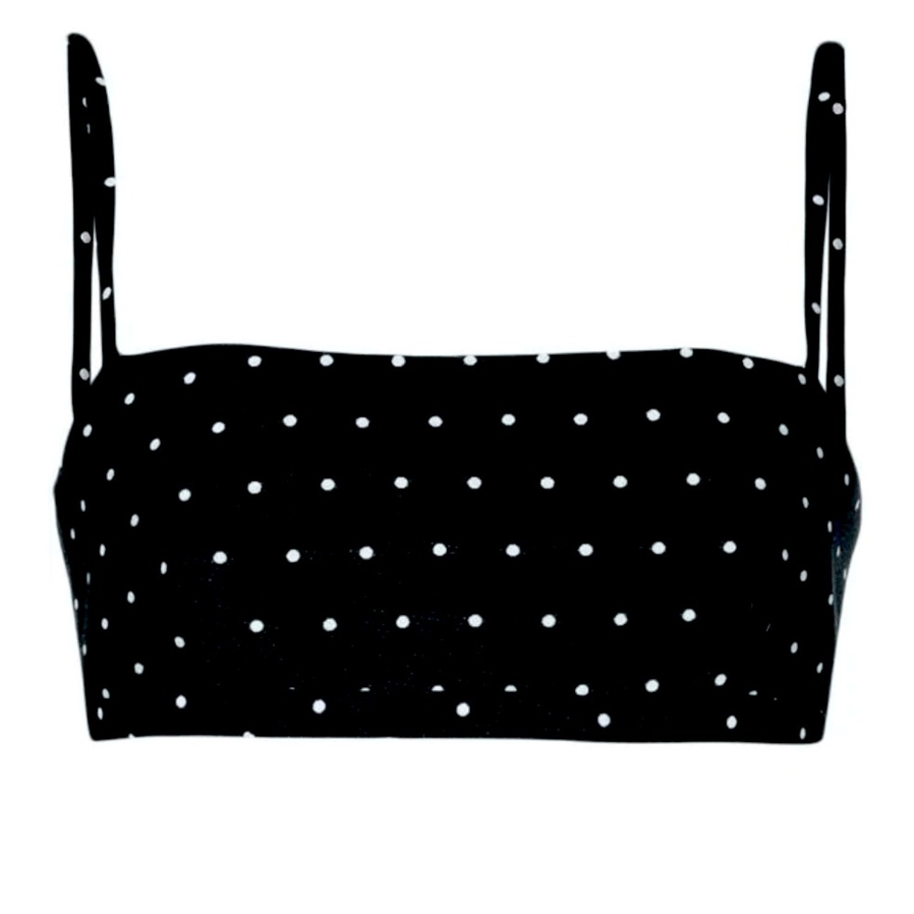 Macgraw Abby Embroidered Black & White Polka-dot Crop Top Size 4